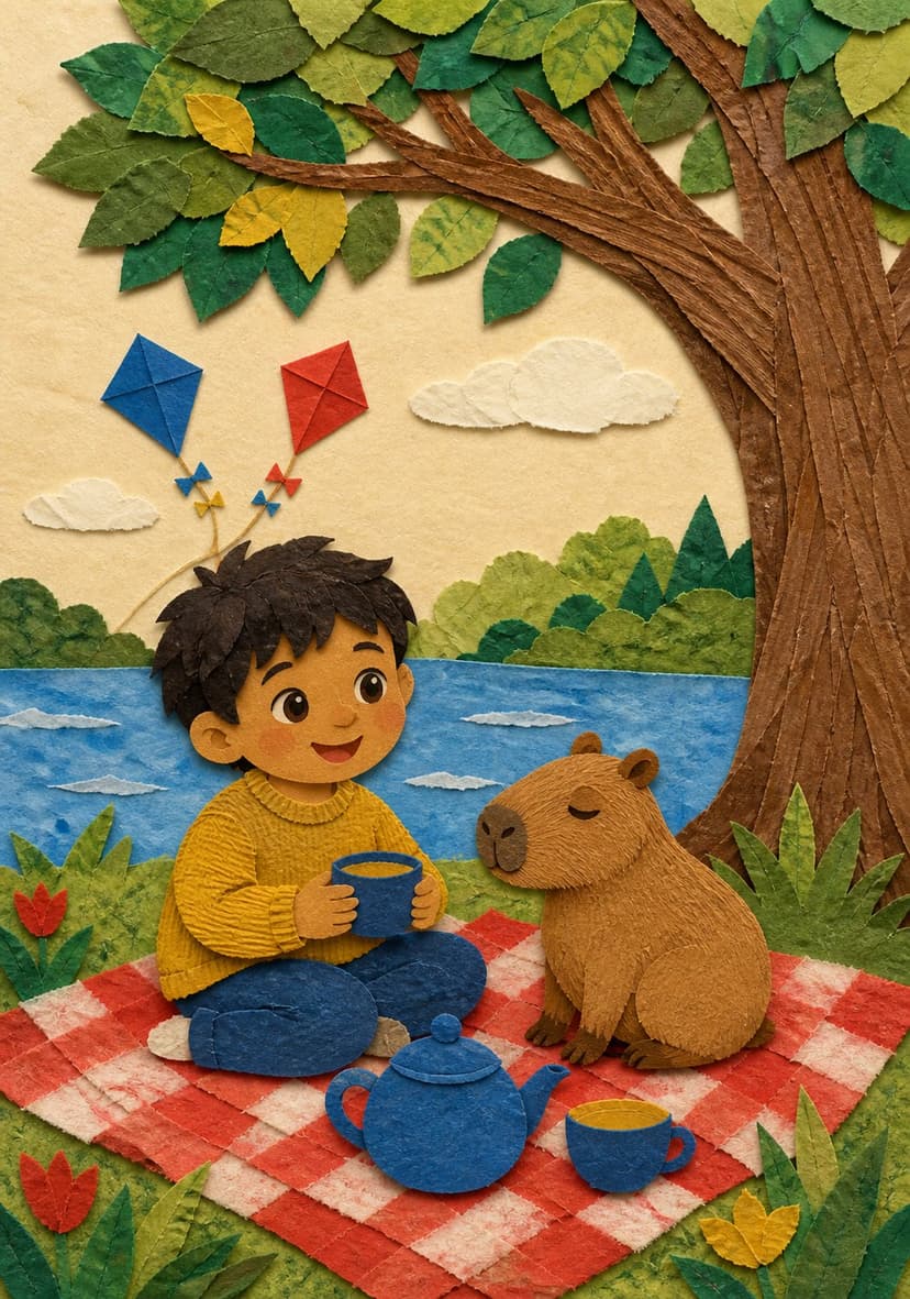 Cut-paper collage style sample